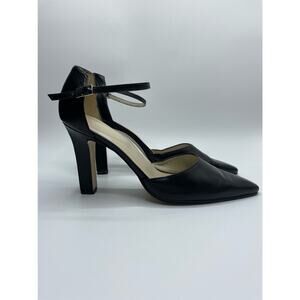 Nine West Black Ankle Strap Pumps Size 10 Leather